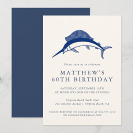 Invitación Fiesta de cumpleaños de adulto Elegante Pescador C