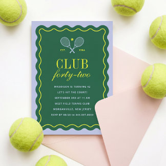 Invitación Fiesta de cumpleaños de adulto en el Club de Tenis