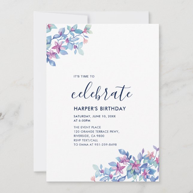 Invitación Fiesta de Cumpleaños de Adulto Tropical Moderna de (Anverso)