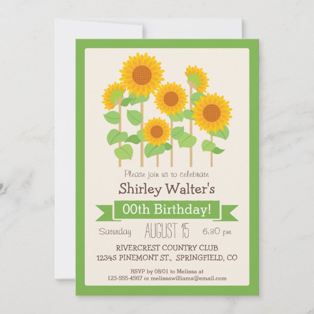 Invitación Fiesta de cumpleaños de Adultos con Floral de gira (Anverso)