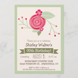 Invitación Fiesta de cumpleaños de adultos con flores de colo