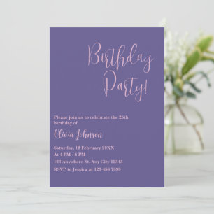 Invitación Fiesta de cumpleaños de adultos con guión elegante
