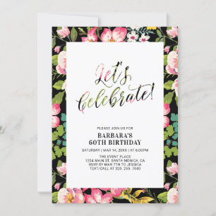 Invitación Fiesta de Cumpleaños de Adultos con Patrón Floral 