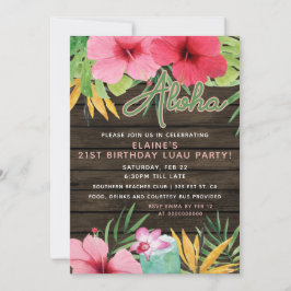 Invitación Fiesta de cumpleaños de adultos de LUAU tropical