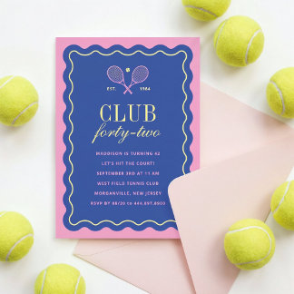 Invitación Fiesta de Cumpleaños de Adultos en el Club de Teni