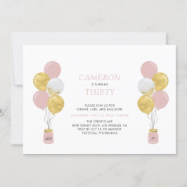 Invitación Fiesta de cumpleaños de adultos modernos con globo