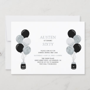 Invitación Fiesta de cumpleaños de adultos modernos con globo