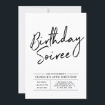 Invitación Fiesta de cumpleaños de adultos modernos / Invitac<br><div class="desc">Celebra tu día especial con esta sencilla y elegante invitación a la fiesta de cumpleaños número 60. Este diseño presenta un guión de broche "Aceite de Cumpleaños" con un diseño limpio en combinación de color blanco y negro. Se puede personalizar el texto a cualquier cumpleaños histórico (40, 50, 70, 80,...</div>