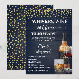 Invitación Fiesta de cumpleaños de adultos Whiskey & Cheers