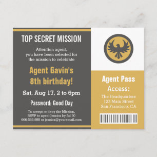 Invitación Fiesta de Cumpleaños de Agente Secreto Genial