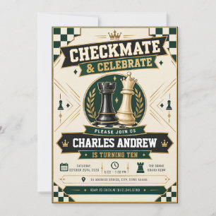 Invitación Fiesta de cumpleaños de ajedrez personalizada