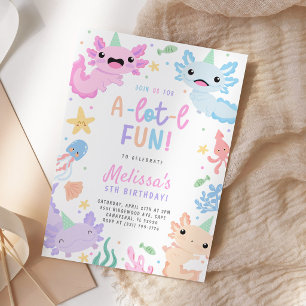 Invitación Fiesta de Cumpleaños de Ajolote Colorido y Adorabl