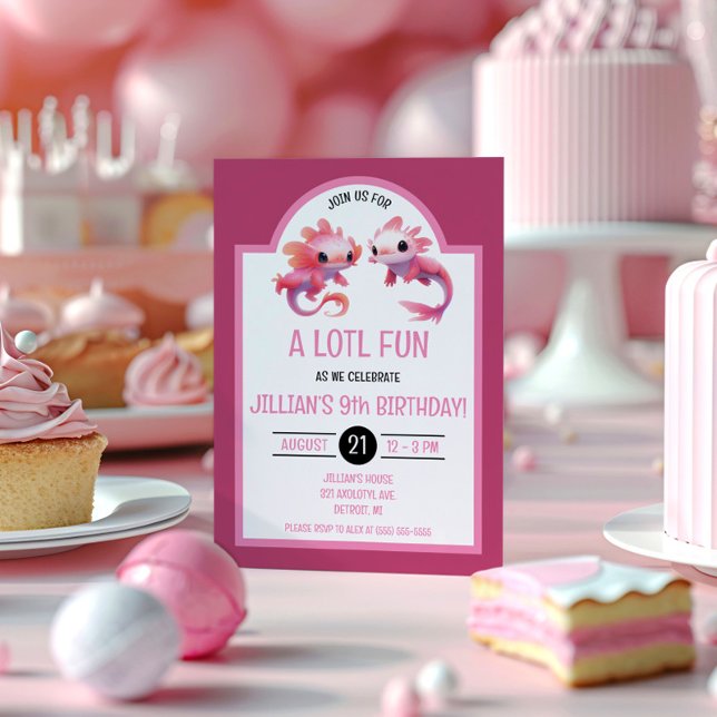 Invitación Fiesta de Cumpleaños de Ajolote Rosa Lindo (Subido por el creador)