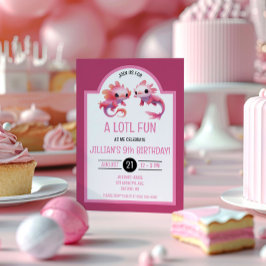 Invitación Fiesta de Cumpleaños de Ajolote Rosa Lindo