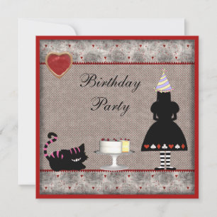 Invitación Fiesta de cumpleaños de Alice y Cheshire