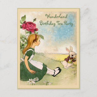 Invitación Fiesta de cumpleaños de Alice y White Rabbit Wonde
