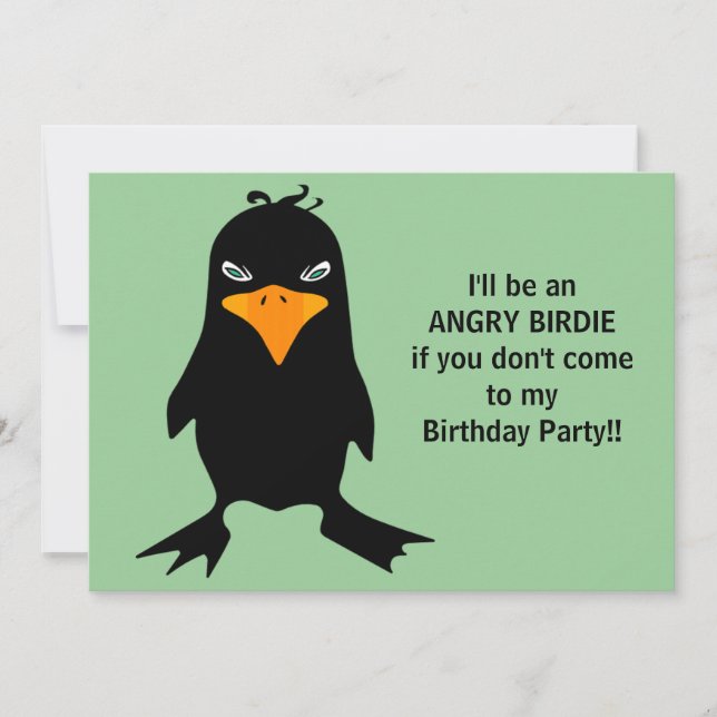 Invitación Fiesta de cumpleaños de Angry Birdie (Anverso)