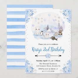 Invitación Fiesta de Cumpleaños de Animales Árticos de Acuare
