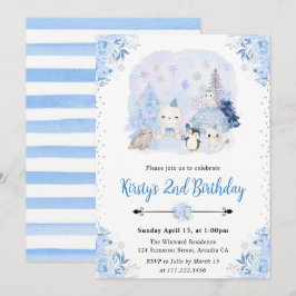 Invitación Fiesta de Cumpleaños de Animales Árticos de Invier