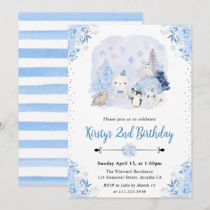 Invitación Fiesta de Cumpleaños de Animales Árticos de Invier