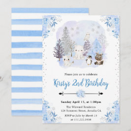 Invitación Fiesta de Cumpleaños de Animales Árticos de Invier