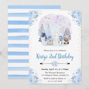 Invitación Fiesta de Cumpleaños de Animales Árticos de Invier