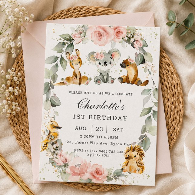 Invitación Fiesta de cumpleaños de animales australianos con  (Subido por el creador)