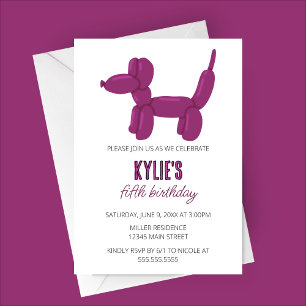 Invitación Fiesta de cumpleaños de animales con globo de perr