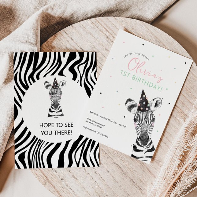 Invitación Fiesta de cumpleaños de animales de cebra (Subido por el creador)