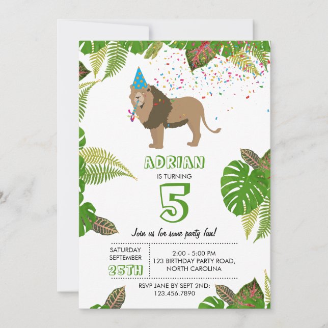 Invitación Fiesta de cumpleaños de animales de fiesta en la j (Anverso)