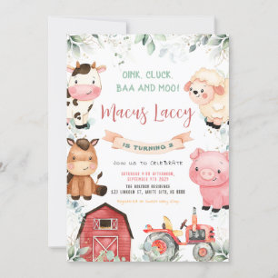 Invitación Fiesta de cumpleaños de animales de granja