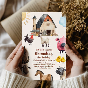 Invitación Fiesta de cumpleaños de animales de granja