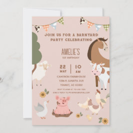 Invitación Fiesta de cumpleaños de animales de granja