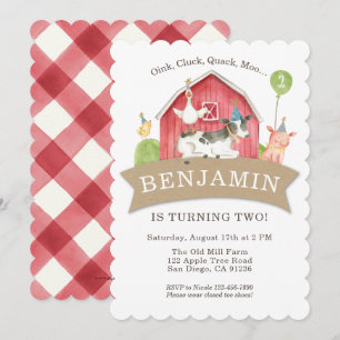 Invitación Fiesta de cumpleaños de animales de granja Chico r