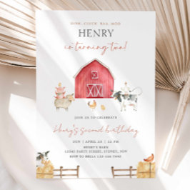 Invitación Fiesta de cumpleaños de animales de granja de gran