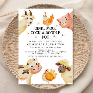 Invitación Fiesta de Cumpleaños de Animales de Granja en el C