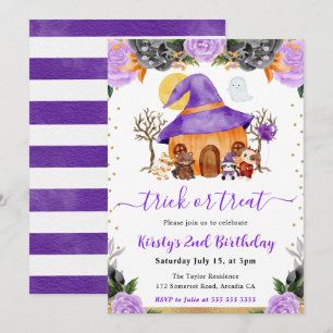Invitación Fiesta de Cumpleaños de Animales de Halloween con