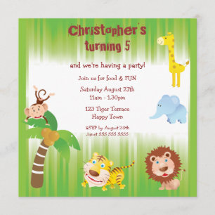 Invitación Fiesta de cumpleaños de animales de la jungla