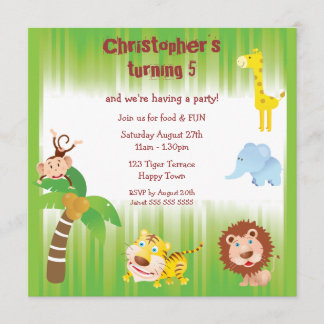 Invitación Fiesta de cumpleaños de animales de la jungla