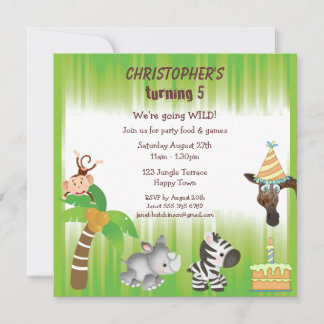 Invitación Fiesta de cumpleaños de animales de la jungla