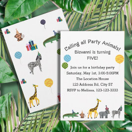 Invitación Fiesta de cumpleaños de animales de la jungla, cum