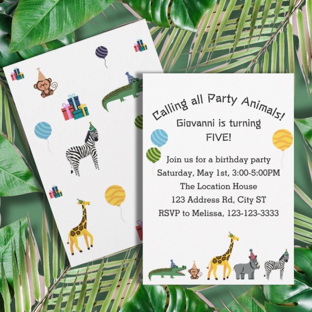 Invitación Fiesta de cumpleaños de animales de la jungla, cum (Subido por el creador)