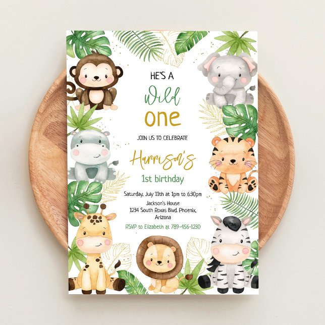 Invitación Fiesta de cumpleaños de animales de la selva Safar (Subido por el creador)