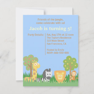 Invitación Fiesta de Cumpleaños de Animales de Safari Lindos 