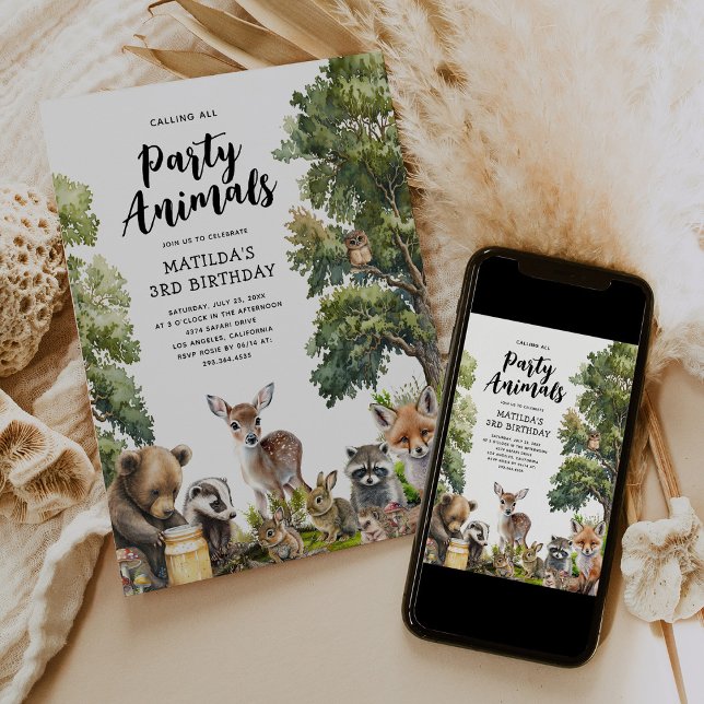 Invitación Fiesta de cumpleaños de animales de Woodland mágic (Subido por el creador)