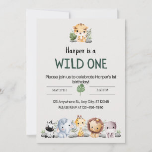 Invitación Fiesta de cumpleaños de animales de zoológico esté