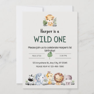 Invitación Fiesta de cumpleaños de animales de zoológico esté