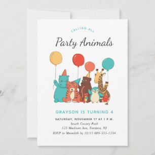 Invitación Fiesta de cumpleaños de animales de zoológico lind