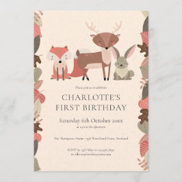 Invitación Fiesta de Cumpleaños de Animales del Bosque