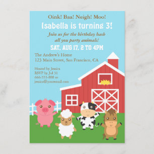 Invitación Fiesta de Cumpleaños de Animales del Granero de la